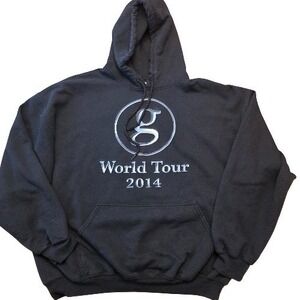 Garth Brooks World Tour 2014 Black Pullover Hoodie Sz XL Drawstring Country